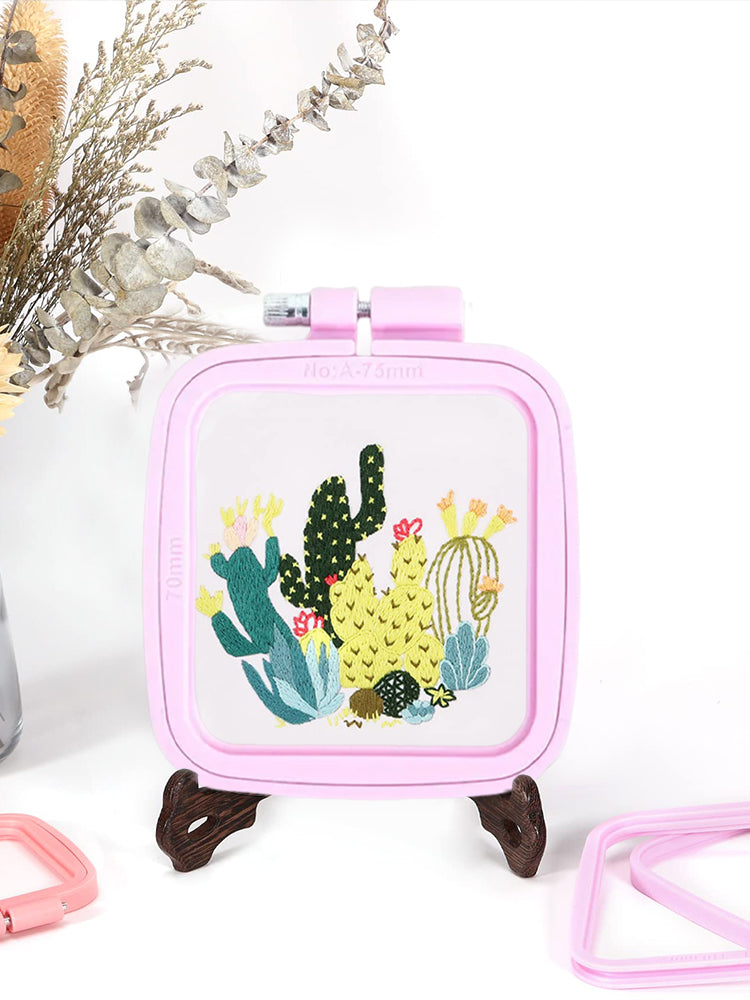 Square Embroidery Hoop Plastic Cross Stitch Hoop DIY Craft Sewing (Purple)