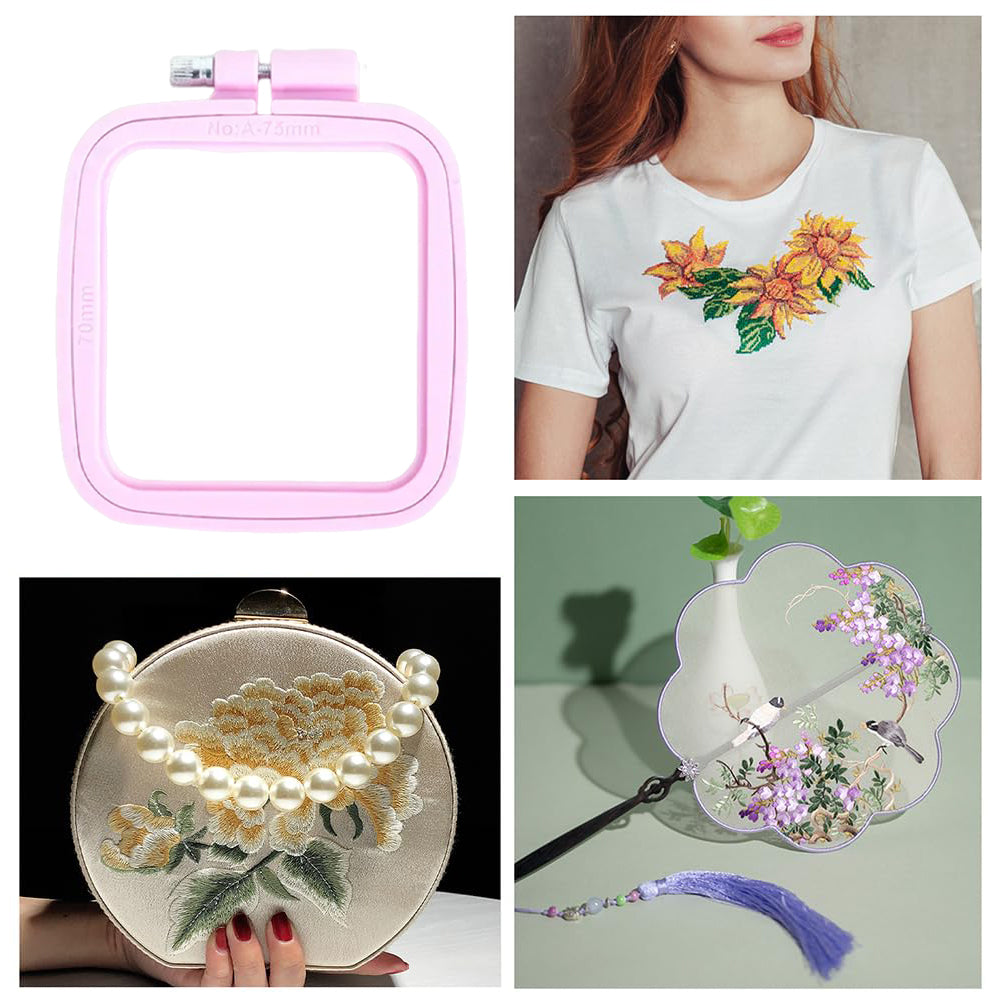 Square Embroidery Hoop Plastic Cross Stitch Hoop DIY Craft Sewing (Purple)