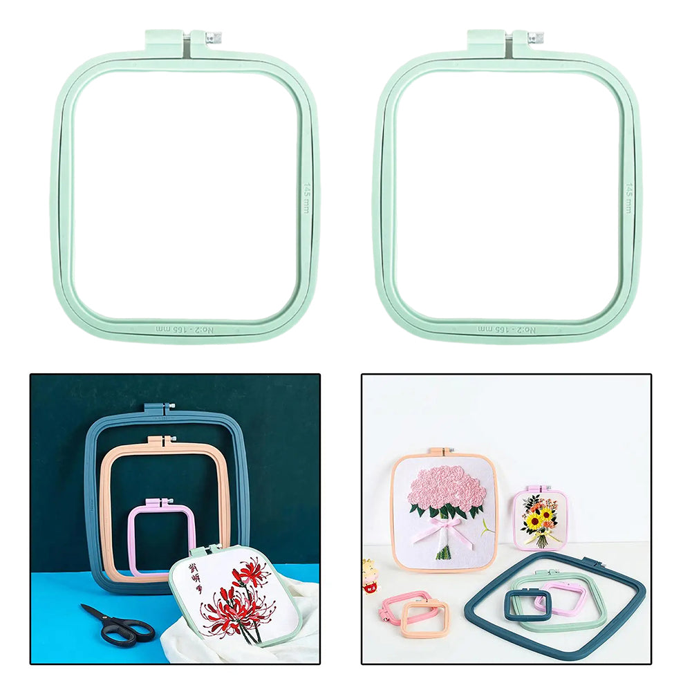 Square Embroidery Hoop Plastic Cross Stitch Hoop DIY Craft Sewing (Light Blue)