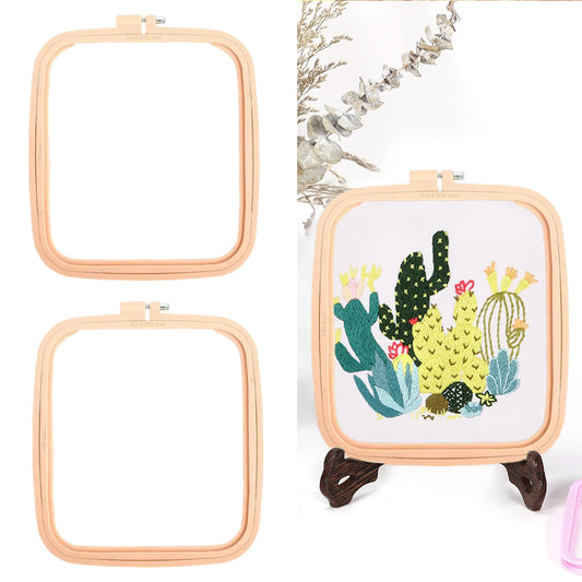 Square Embroidery Hoop Plastic Cross Stitch Hoop DIY Craft Sewing (Yellow)