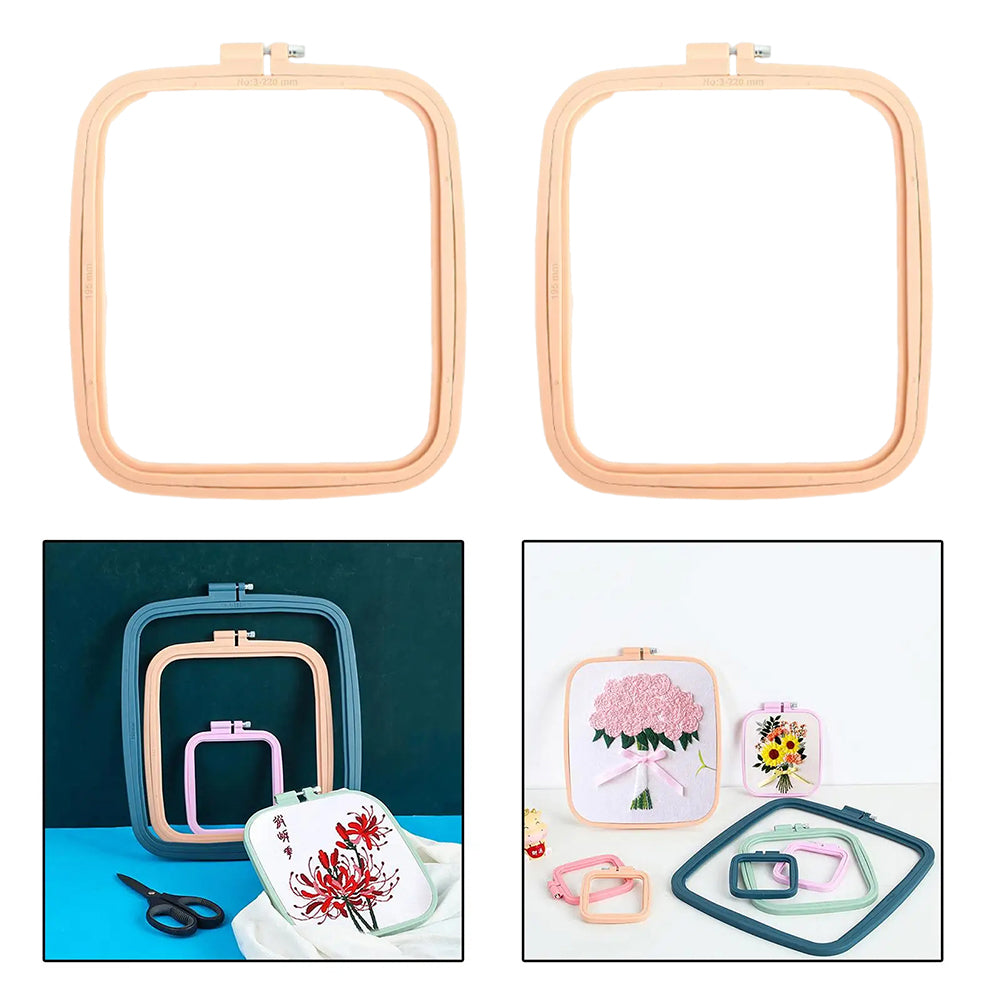 Square Embroidery Hoop Plastic Cross Stitch Hoop DIY Craft Sewing (Yellow)