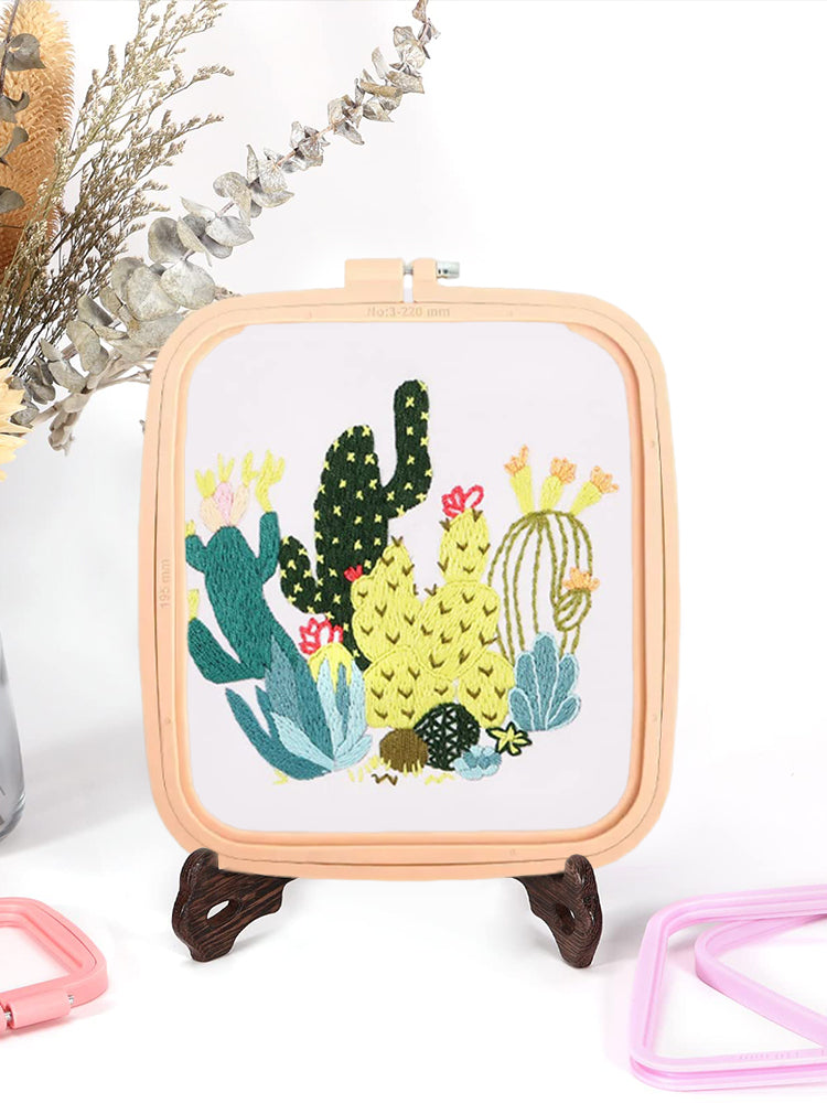 Square Embroidery Hoop Plastic Cross Stitch Hoop DIY Craft Sewing (Yellow)