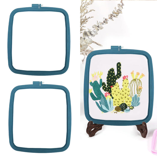 Square Embroidery Hoop Plastic Cross Stitch Hoop DIY Craft Sewing (Deep Blue)