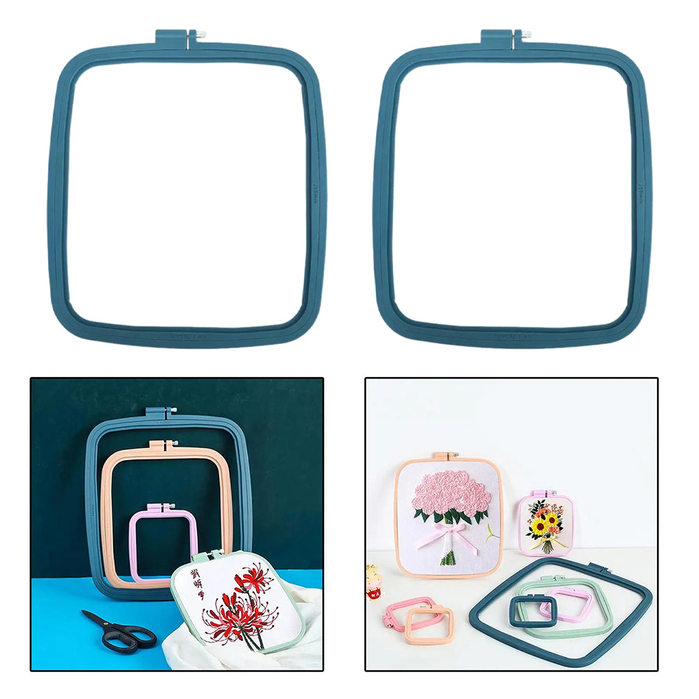 Square Embroidery Hoop Plastic Cross Stitch Hoop DIY Craft Sewing (Deep Blue)