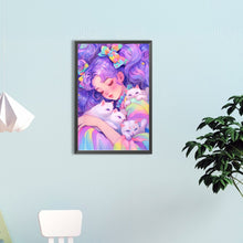 Load image into Gallery viewer, Cat And Colorful Girl 40*60CM(Canvas) Full Round Drill Diamond Painting

