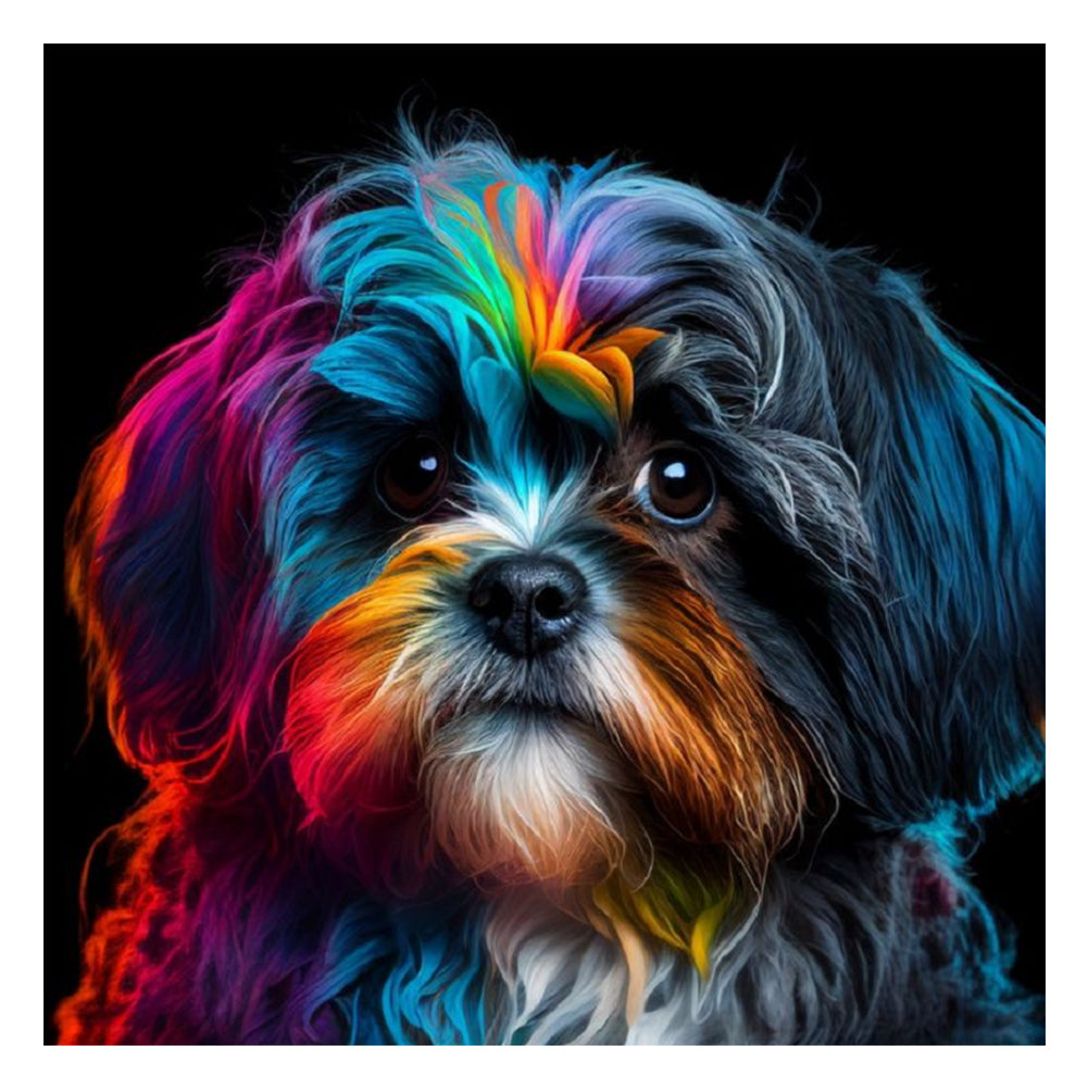 Colorful Puppy 30*30CM(Canvas) Full Round Drill Diamond Painting