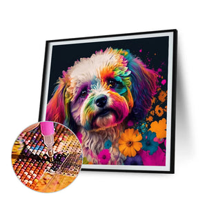 Colorful Puppy 30*30CM(Canvas) Full Round Drill Diamond Painting