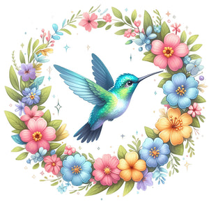 Yishu - Flowers And Hummingbirds - 50*50CM 11CT 3 Stamped Cross Stitch