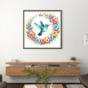 Yishu - Flowers And Hummingbirds - 50*50CM 11CT 3 Stamped Cross Stitch