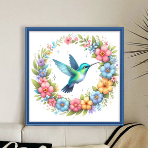 Yishu - Flowers And Hummingbirds - 50*50CM 11CT 3 Stamped Cross Stitch