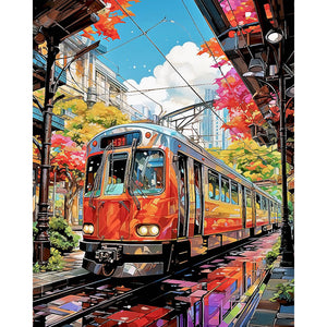Station Scenery 40*50CM(Picture) Full Round Drill Diamond Painting