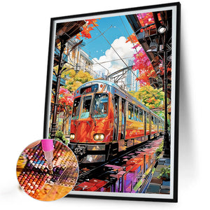 Station Scenery 40*50CM(Picture) Full Round Drill Diamond Painting