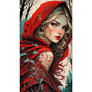 Red Hooded Girl 40*70CM(Picture) Full Round Drill Diamond Painting