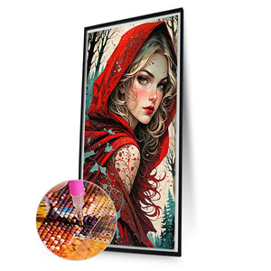 Red Hooded Girl 40*70CM(Picture) Full Round Drill Diamond Painting