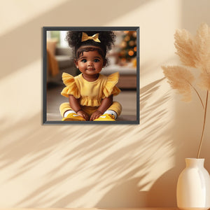 Chubby Black Girl 30*30CM(Canvas) Full Round Drill Diamond Painting