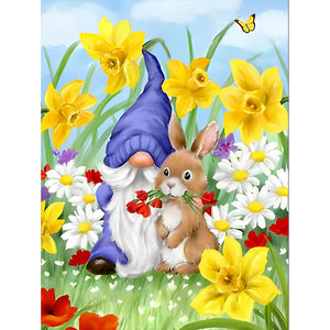 Spring Gnome 30*40CM(Canvas) Full Round Drill Diamond Painting