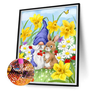 Spring Gnome 30*40CM(Canvas) Full Round Drill Diamond Painting