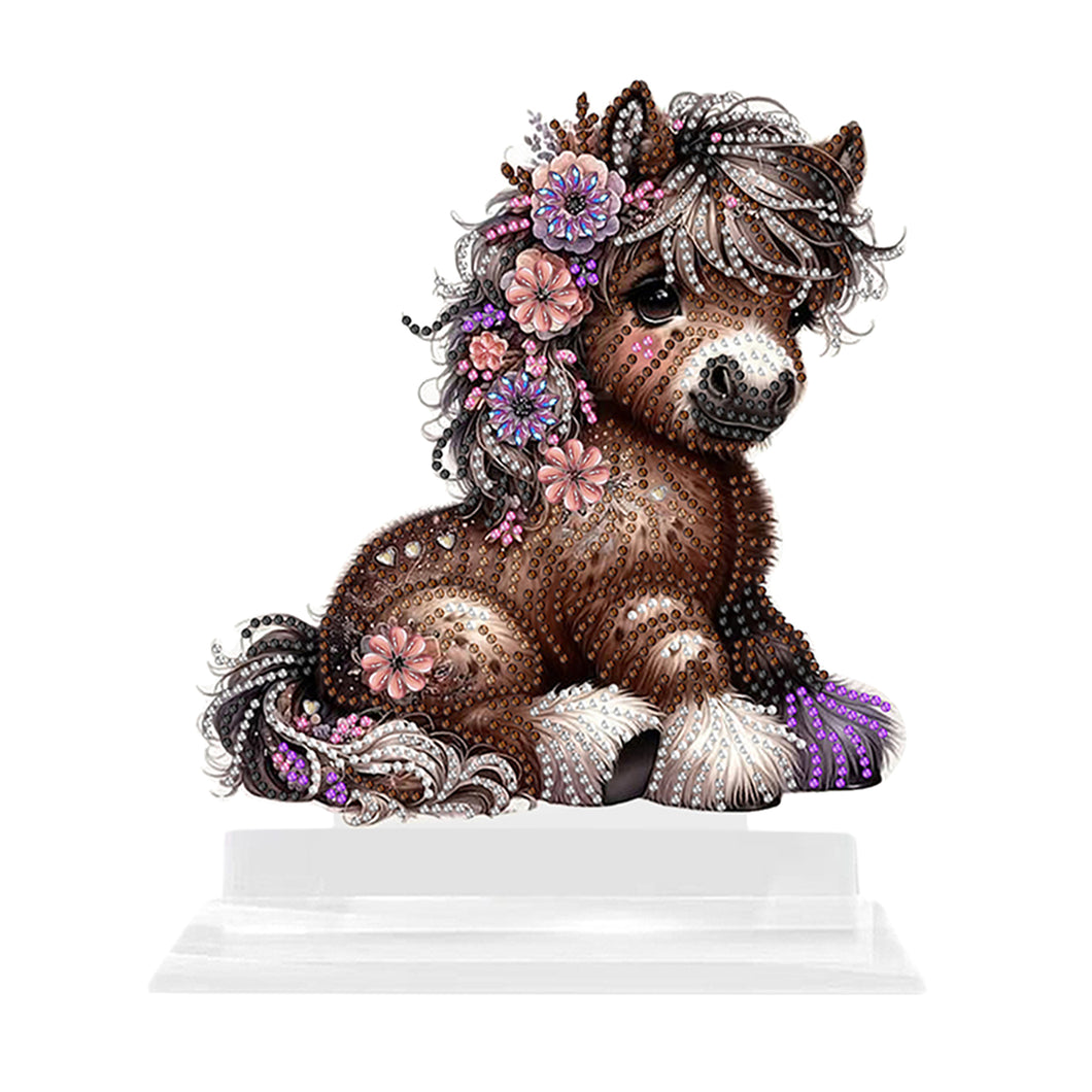 2D Flat Print Flower Pony DIY Diamond Painting Desktop Decorations for Adults