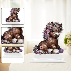 2D Flat Print Flower Pony DIY Diamond Painting Desktop Decorations for Adults