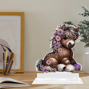 2D Flat Print Flower Pony DIY Diamond Painting Desktop Decorations for Adults