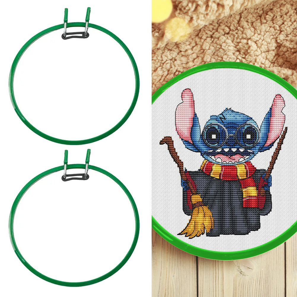 Round Cross Stitch Hoop Ring Plastic Embroidery Hoop Embroidery Circle (Green)