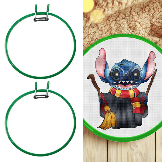 Round Cross Stitch Hoop Ring Plastic Embroidery Hoop Embroidery Circle (Green)