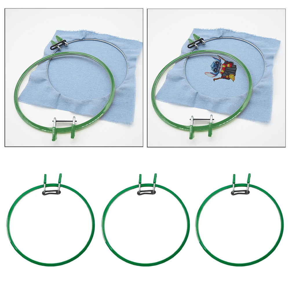 Round Cross Stitch Hoop Ring Plastic Embroidery Hoop Embroidery Circle (Green)