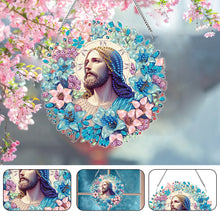 Load image into Gallery viewer, Acrylic Special Shaped Jesus Diamond Art Painting Wreath Hanging Sign Decoration
