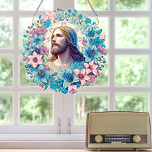 Load image into Gallery viewer, Acrylic Special Shaped Jesus Diamond Art Painting Wreath Hanging Sign Decoration
