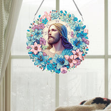 Load image into Gallery viewer, Acrylic Special Shaped Jesus Diamond Art Painting Wreath Hanging Sign Decoration
