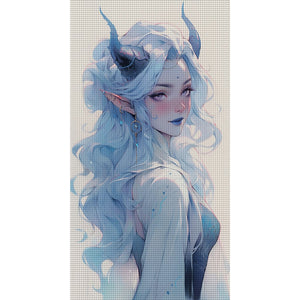 Huancan - Blue-Haired Witch - 40*70CM 11CT 3 Stamped Cross Stitch