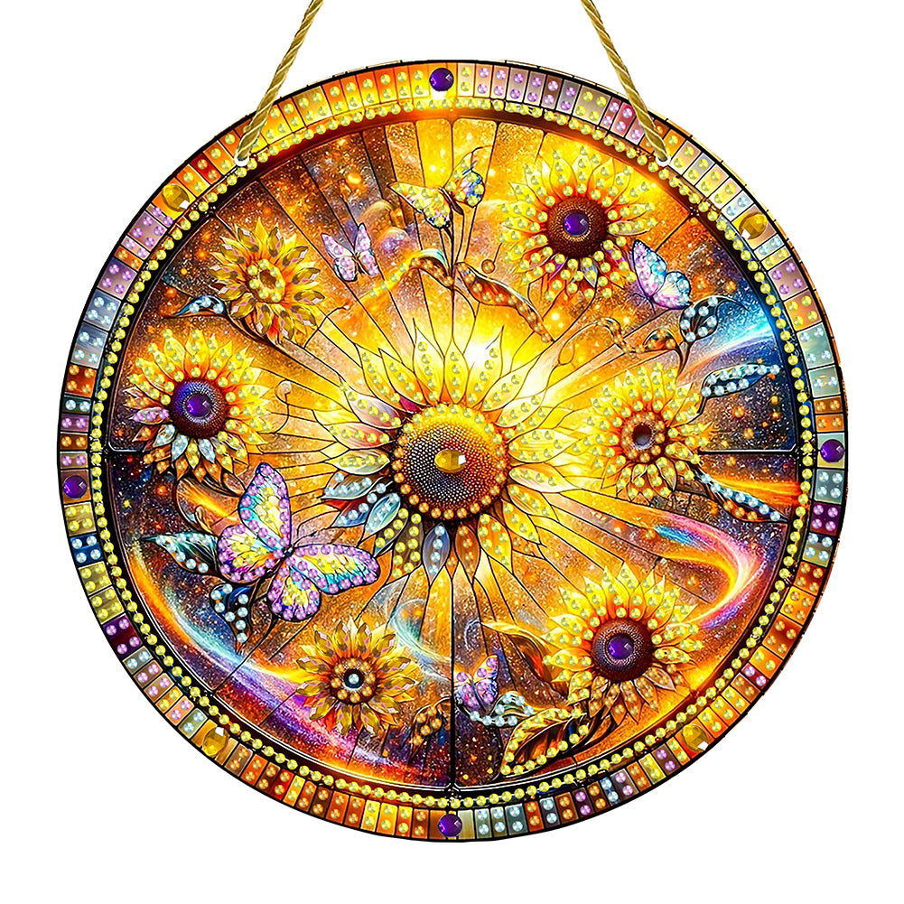 Sunflower Theme 2D Flat DIY Diamond Art Pendant Wall Decor for Home & Windows