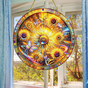 Sunflower Theme 2D Flat DIY Diamond Art Pendant Wall Decor for Home & Windows