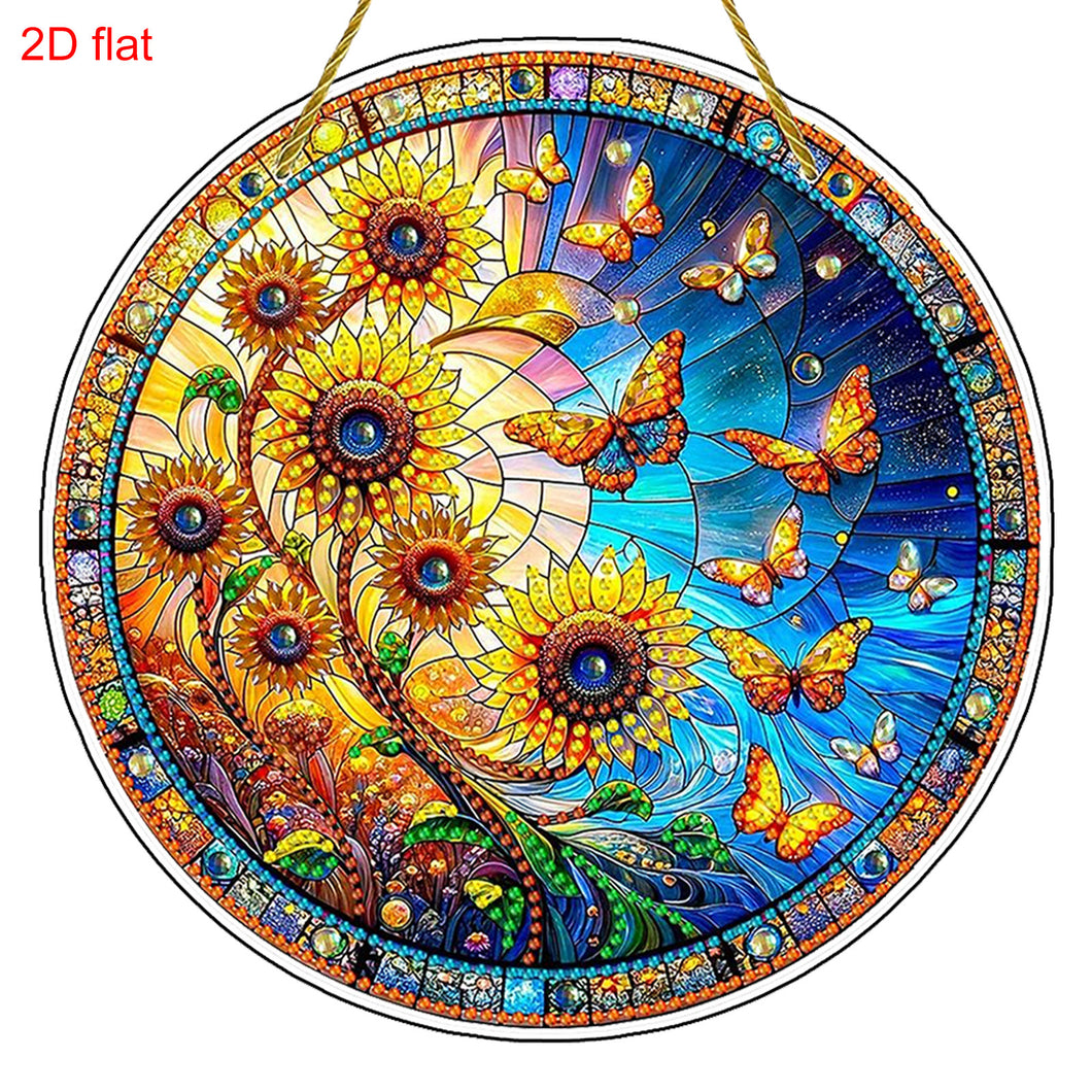 Sunflower Theme 2D Flat DIY Diamond Art Pendant Wall Decor for Home & Windows