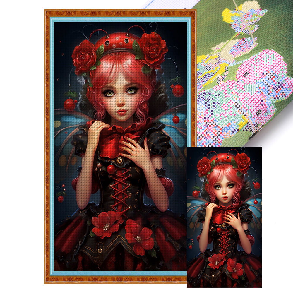 Yishu - Rose Girl - 40*70CM 11CT 3 Stamped Cross Stitch