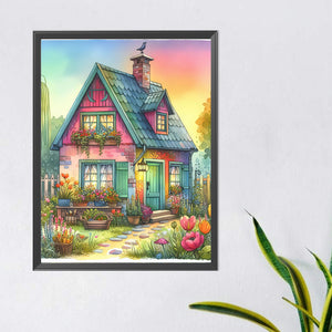 Colorful Courtyard And House Architecture 40*50CM(Canvas) Full Round Drill Diamond Painting