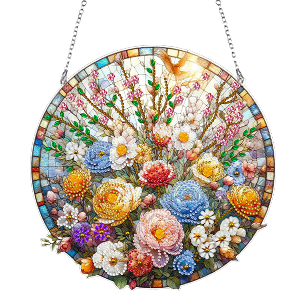 Flowers 2D Flat DIY Diamond Painting Set Diamond Art Pendant Home Wall Decor