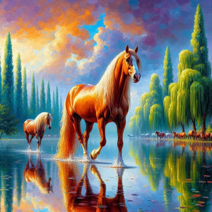 Steed Horse 30*30CM(Canvas) Full Round Drill Diamond Painting