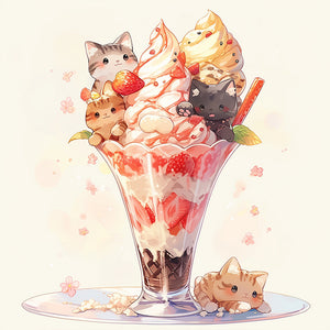 Cat Ice Cream 40*40CM(Picture) Full Square Drill Diamond Painting