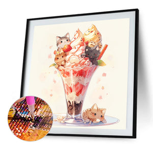Cat Ice Cream 40*40CM(Picture) Full Square Drill Diamond Painting