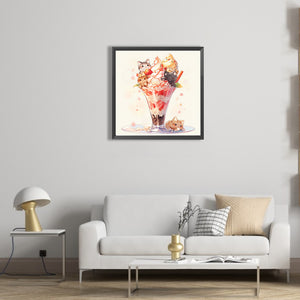 Cat Ice Cream 40*40CM(Picture) Full Square Drill Diamond Painting