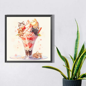 Cat Ice Cream 40*40CM(Picture) Full Square Drill Diamond Painting