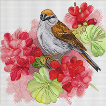 Load image into Gallery viewer, Spring Brand - Geranium And Bird - 45*45CM 11CT 3 Stamped Cross Stitch
