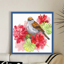 Load image into Gallery viewer, Spring Brand - Geranium And Bird - 45*45CM 11CT 3 Stamped Cross Stitch
