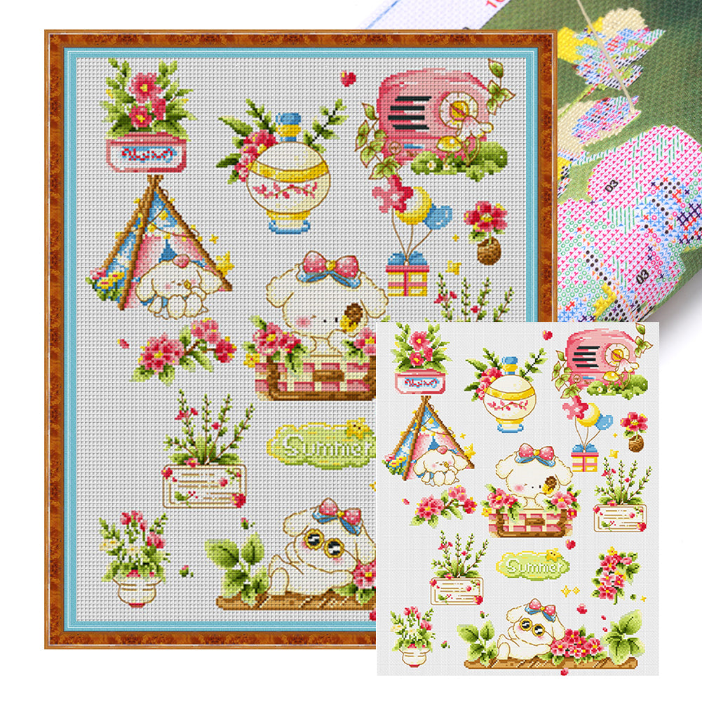 Curly-haired rabbit-55*65CM  11CT Stamped Cross Stitch (Spring)