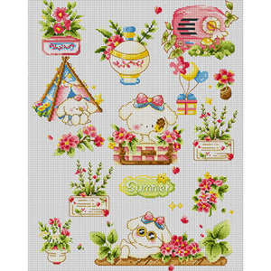 Curly-haired rabbit-55*65CM  11CT Stamped Cross Stitch (Spring)