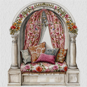 Huancan - Bay Window In The Room - 50*50CM 14CT 2 Stamped Cross Stitch
