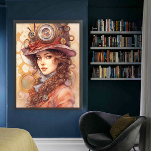 Huancan - Retro Robot Woman - 45*60CM 11CT 3 Stamped Cross Stitch