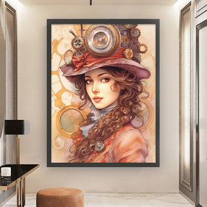 Huancan - Retro Robot Woman - 45*60CM 11CT 3 Stamped Cross Stitch