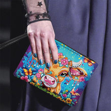 Load image into Gallery viewer, PU Partial Special Shaped Flowers Cow 5D DIY Diamond Painting Wallet Daily Purse
